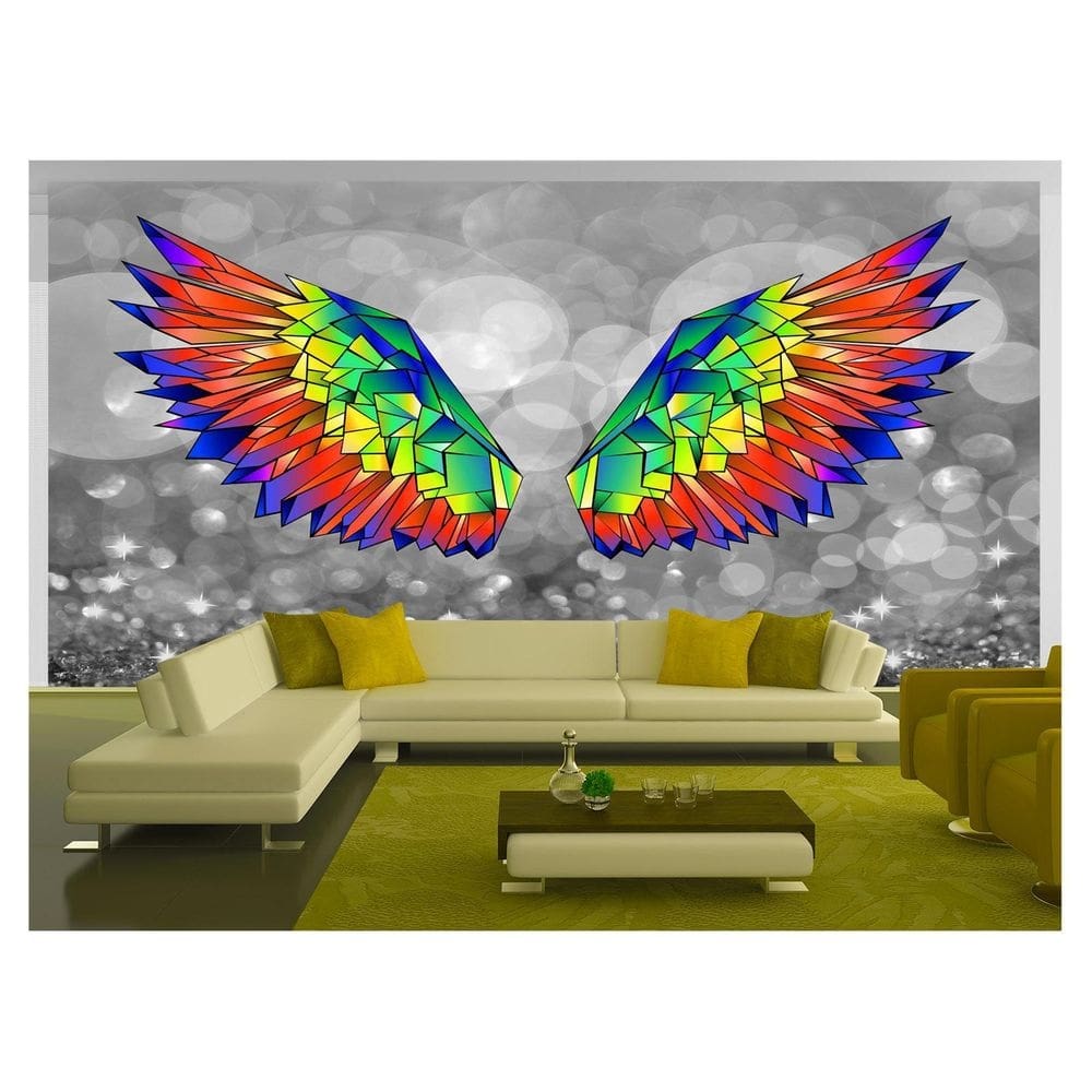Papel De Parede 3D Arte Asas Selfie Insta Cores 3,5M Tra290