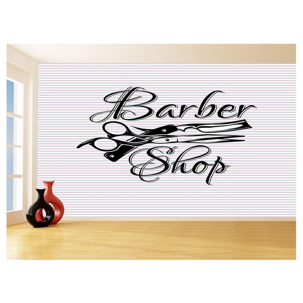 Papel De Parede 3D Barbearia Barber Shop Logo 3,5M Brb16