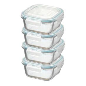 Kit 12 potes vidro quadrado hermético trava super vedação