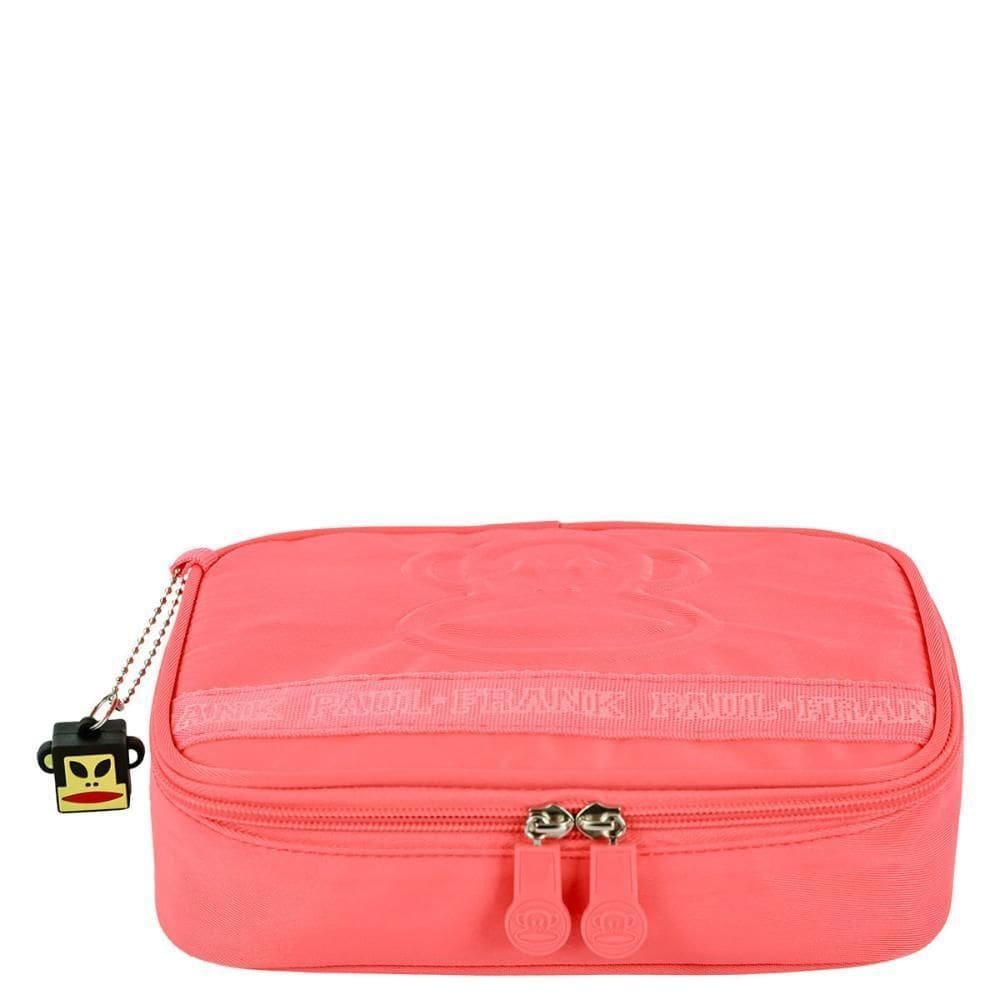 Estojo paul frank t03 neon papaya c/ divisória e bolso com zíper