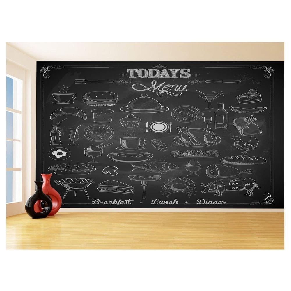 Papel De Parede 3D Estilo Lousa Cozinha Menu Dia 3,5M Lcb26