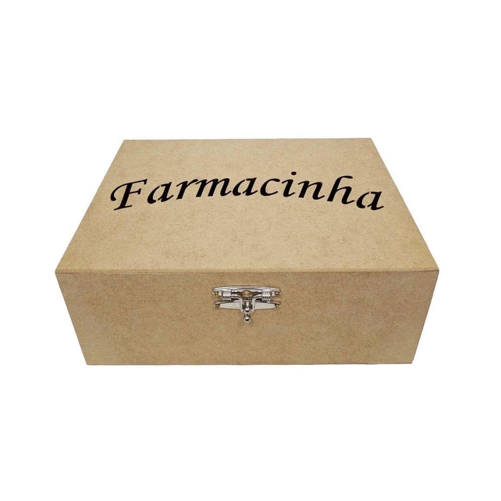 Caixa mdf farmacinha laser com fecho e tampa articulada
