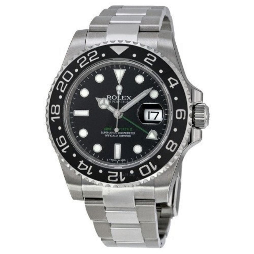 Relógio de luxo eta gmt preto prata aço 904l b. eta 2840.