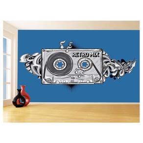 Papel De Parede 3D Musica Fita Retrô Mix Tape 3,5M Mus30