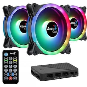 Kit 3 coolers duo 12 pro argb + hub + controle aerocool