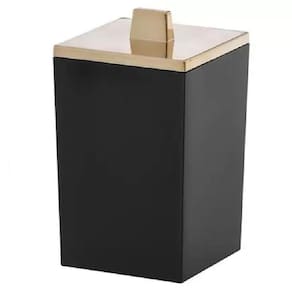 Porta algodão quadratta preto com dourado paramount