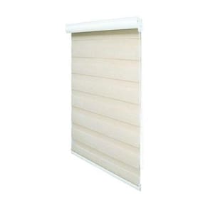 Persiana rolo duplo bandô bege 140 l x 160 a cortina zebra