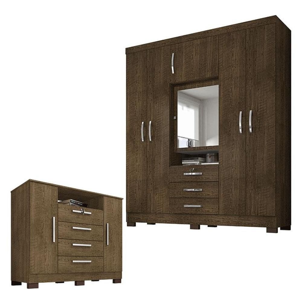 Guarda Roupa Casal Imperial com Cômoda Madri Malbec – Incorplac