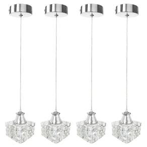Kit 4 Pendente Cristal K9 Metal Prata Polido Banheiro Bet43