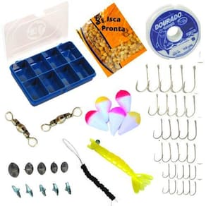 Kit pescaria estojo com acessórios isca pronta linha - hi