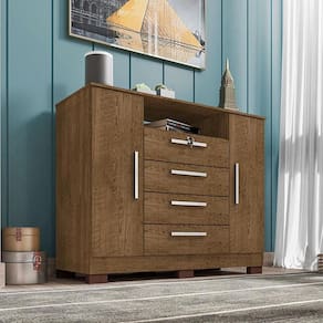 Cômoda Ambiente Mirassol 4 Gavetas 2 Portas Malbec - Incorplac