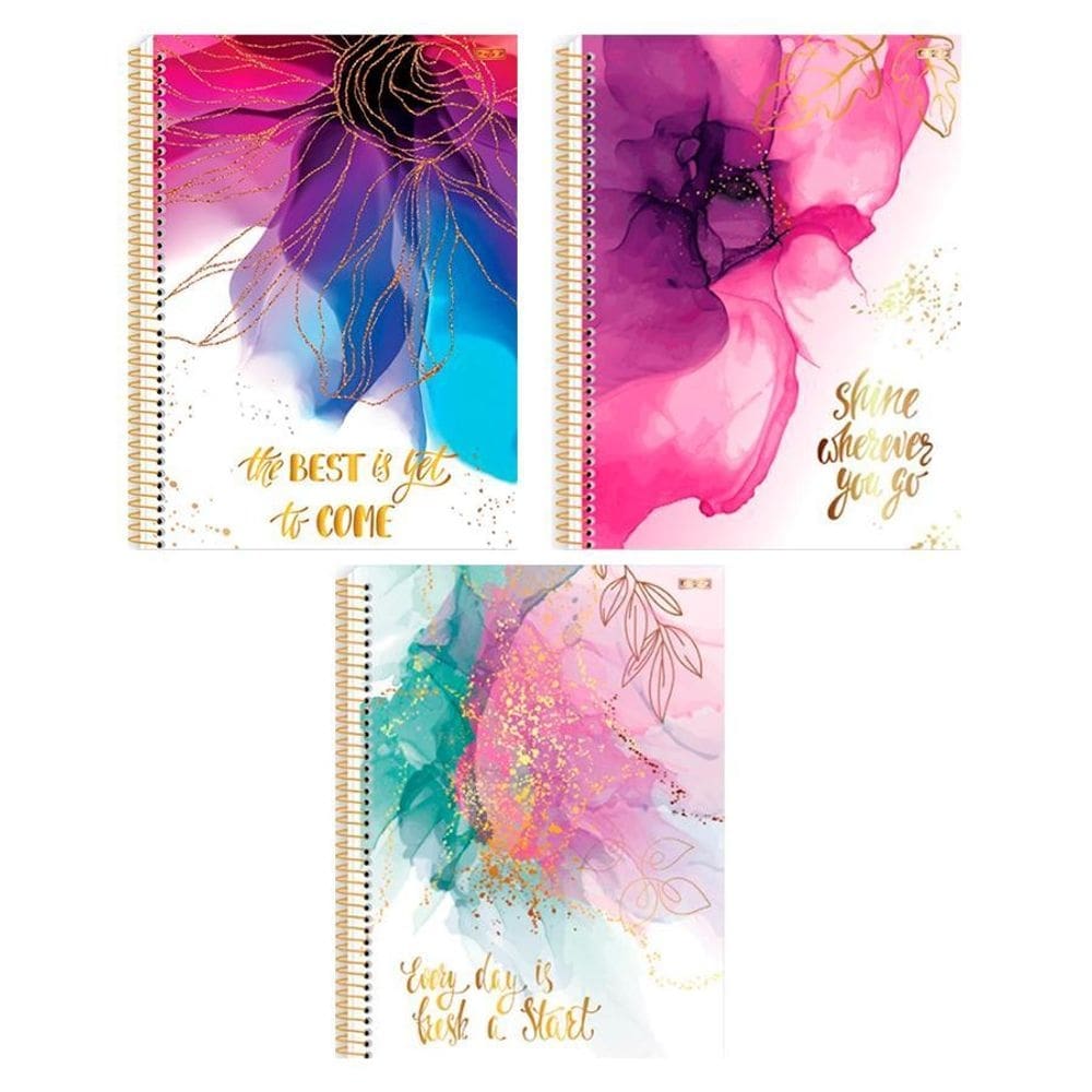 Caderno unv espiral capa dura mulher flores 80f 1mat