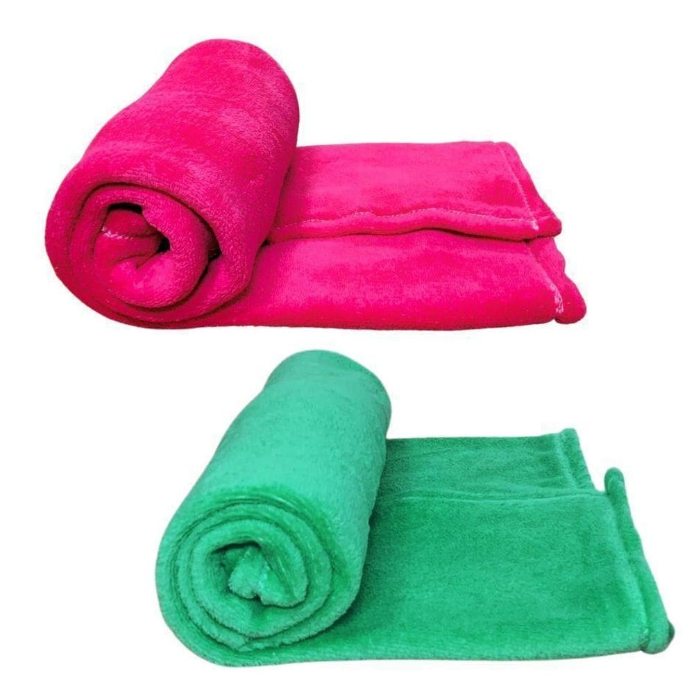 Kit 2 mantas pet cor rosa e verde