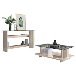 Aparador e Mesa de Centro Frizz Calacata Off White - Madetec