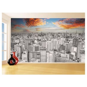 Papel De Parede 3D Cidade São Paulo Prédios Céu 3,5M Ncd337
