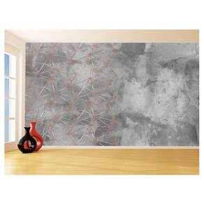 Papel De Parede 3D Concreto Linhas Dourado Rose 3,5M Kkt231
