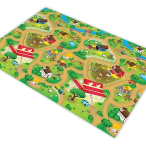Tapete pista para carrinhos hotcars fazenda animais 1,4x1,0m