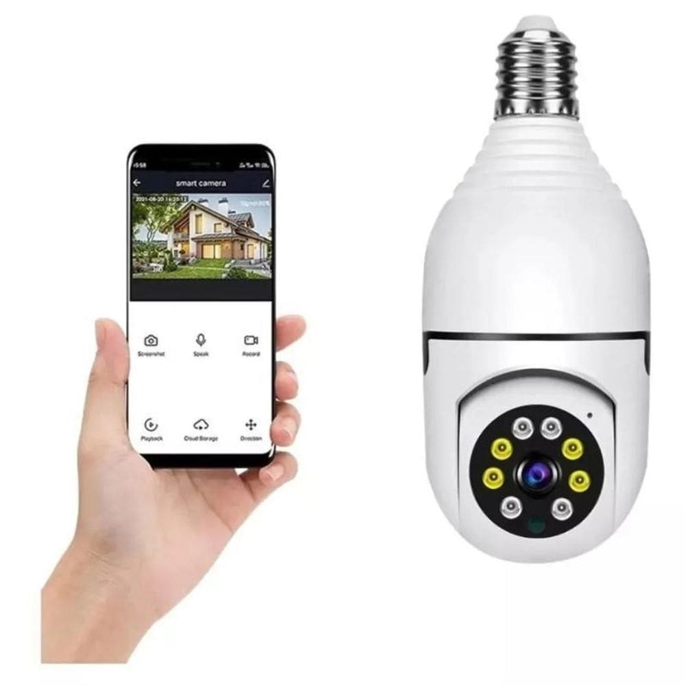 Camera segurança lampada wifi prova dagua infravermelho cor