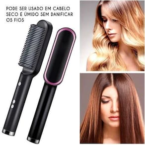 Escova alisadora 3 em 1 anion hair alisa seca hidrata bivolt