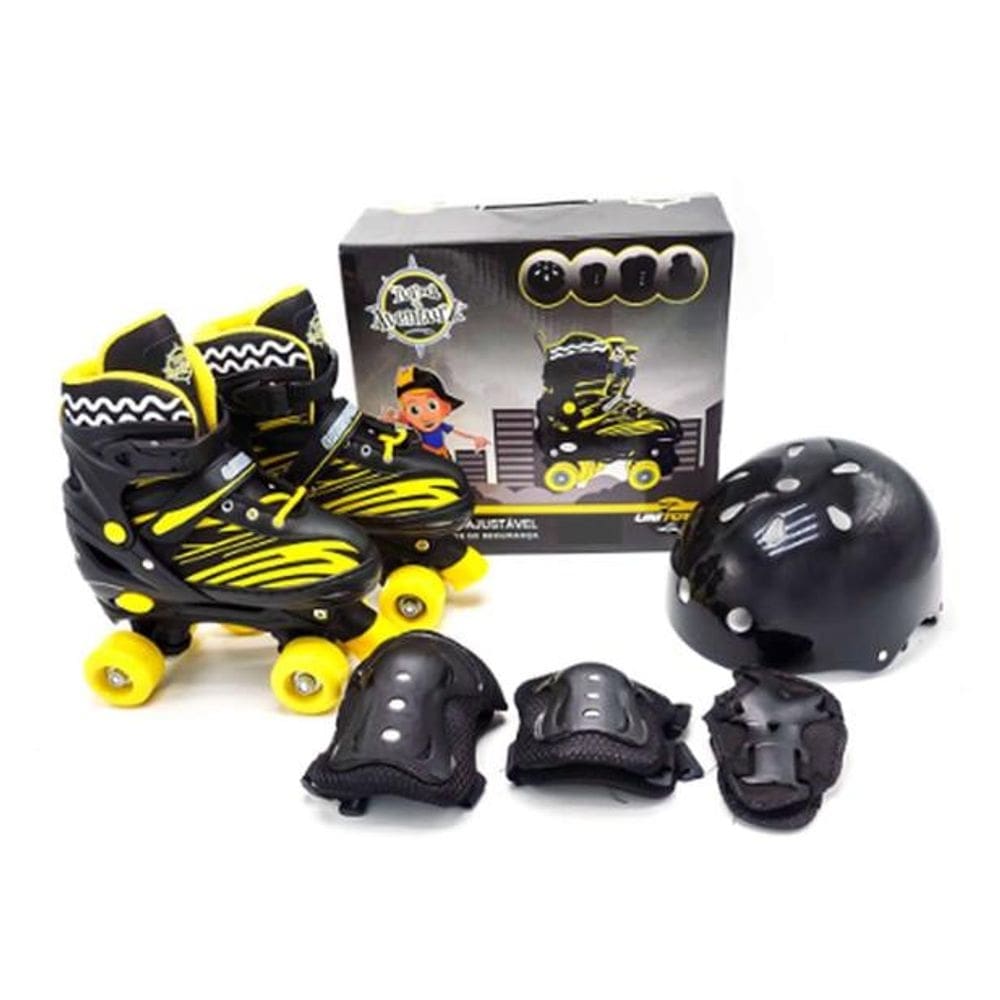 Patins Turma Da Aventura Ajustável Unitoys 1489 Preto 30-33 - c/ acessórios!