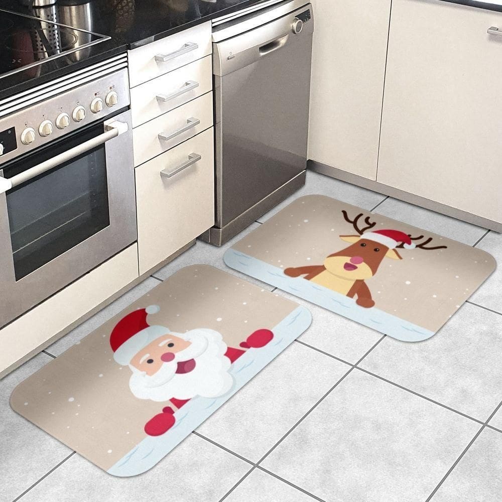 Kit Tapetes Decorativos Natal Papai Noel E Rena No Telhado