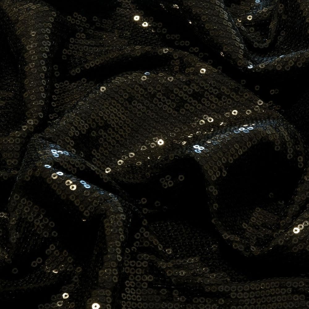 Tecido malha paete costurado festas a rigor lantejoula preto