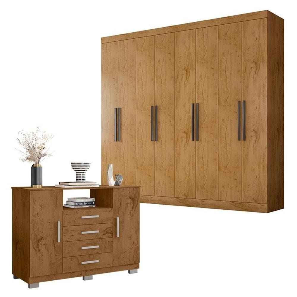 Guarda Roupa Casal Prime 1684 e Cômoda 8020 Freijó – Araplac