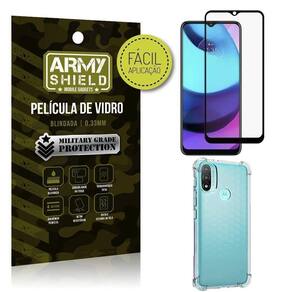 Kit capinha moto e20 + película de vidro 3d - armyshield
