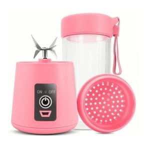 Mini liquidificador portátil shake suco recarregável rosa