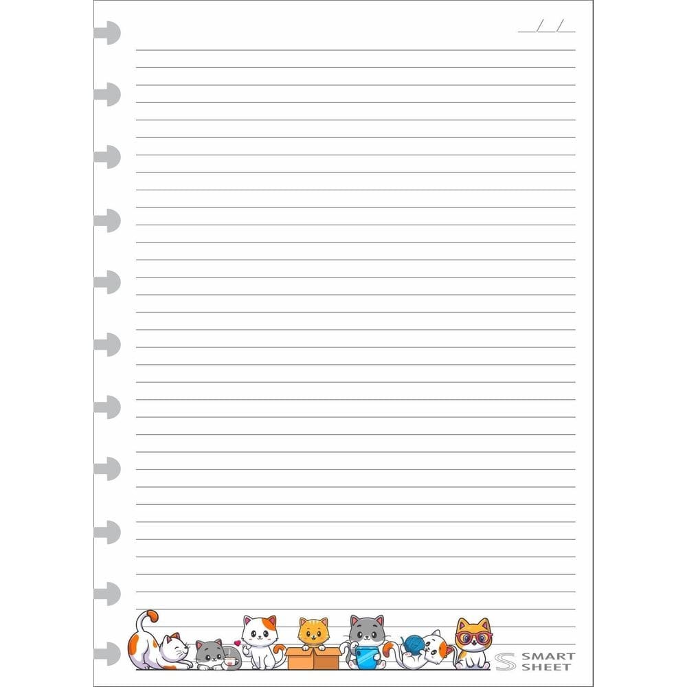 Refil Caderno Inteligente 90G G 11 Furos Gatinhos 200 Folhas