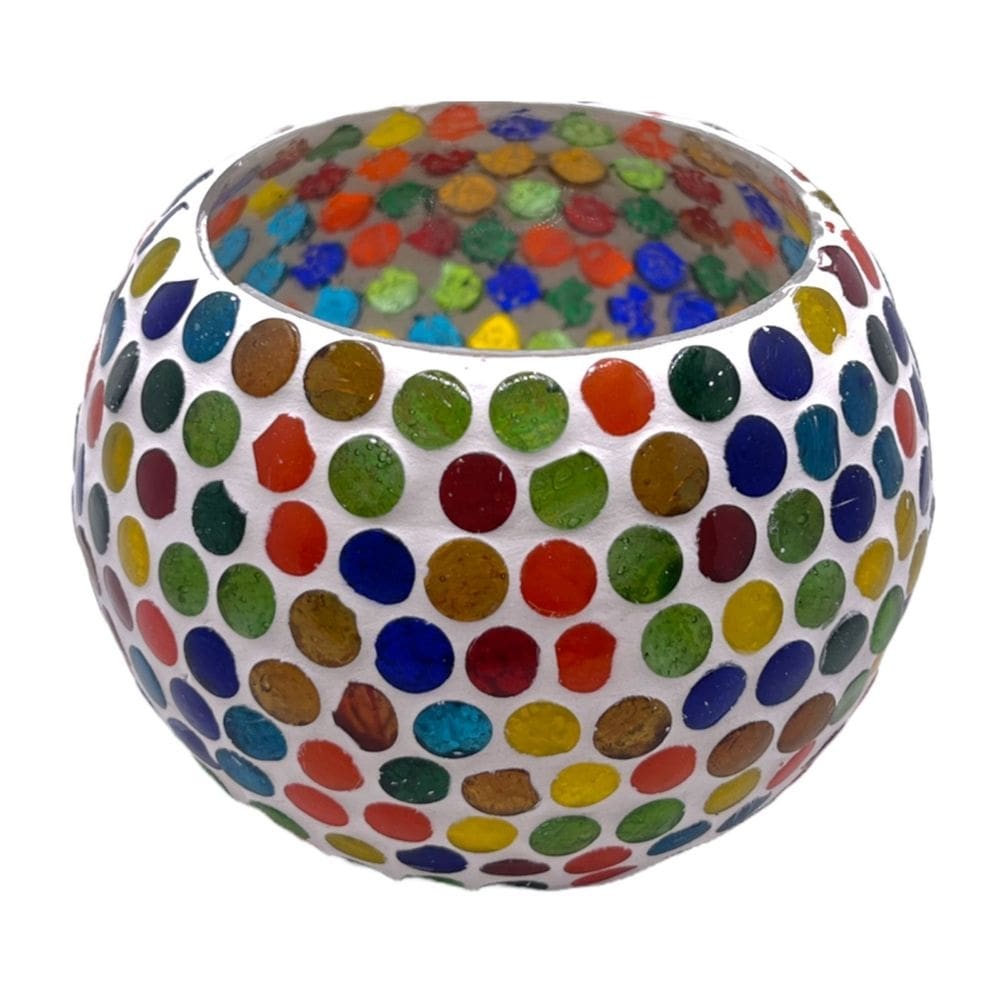 Estrutura de vidro com design de mosaico de castiçal