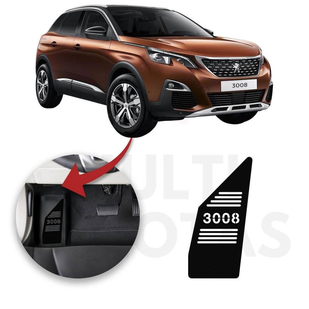 Descanso de pé peugeot 3008 2018 a 2022 aço escovado preto