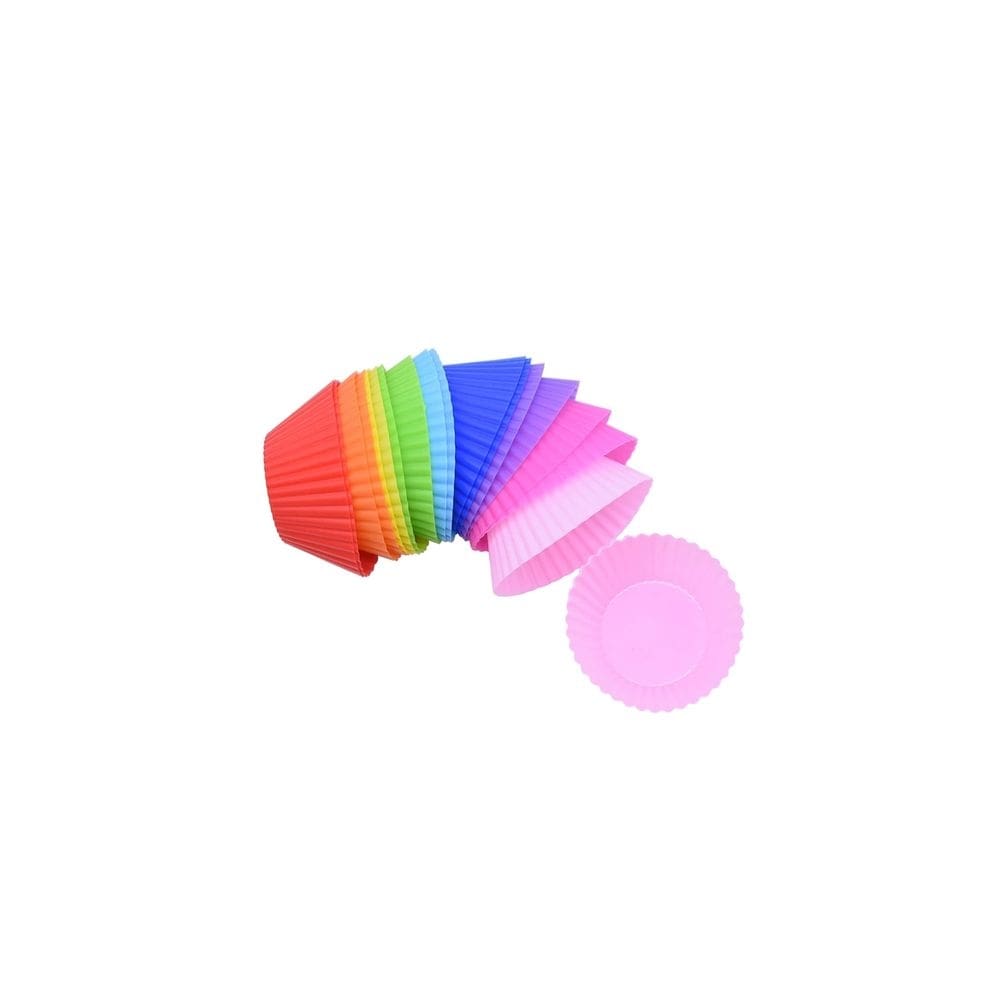 Conjunto de 12 moldes de cupcake de silicone multicoloridos
