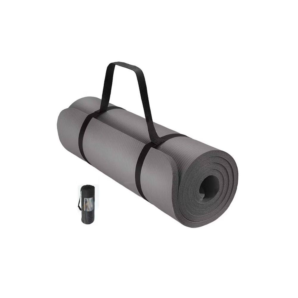 Tapete de ioga Tapete de Pilates com 10 mm de espessura, espuma viscoelástica, cinza, 180x60cm