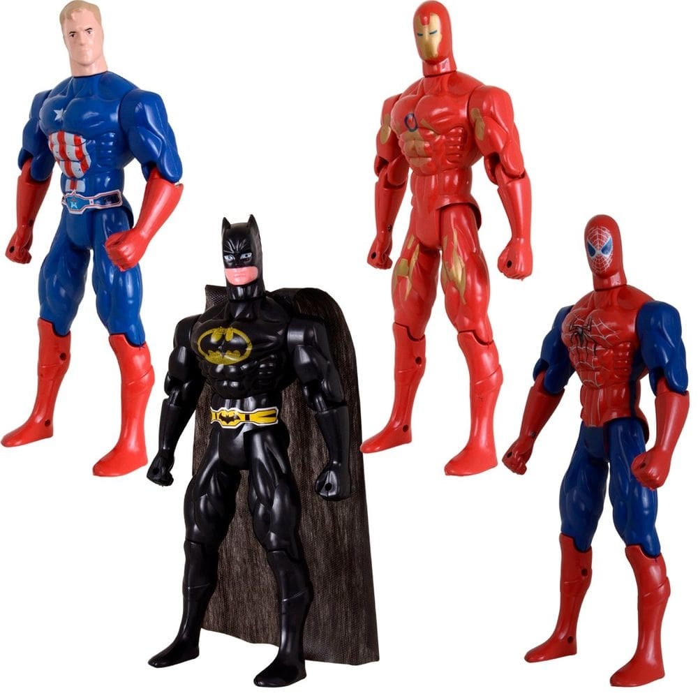 Quarteto De Heróis 29cm Bonecos Liga Da Justiça e Vingadores 29cm