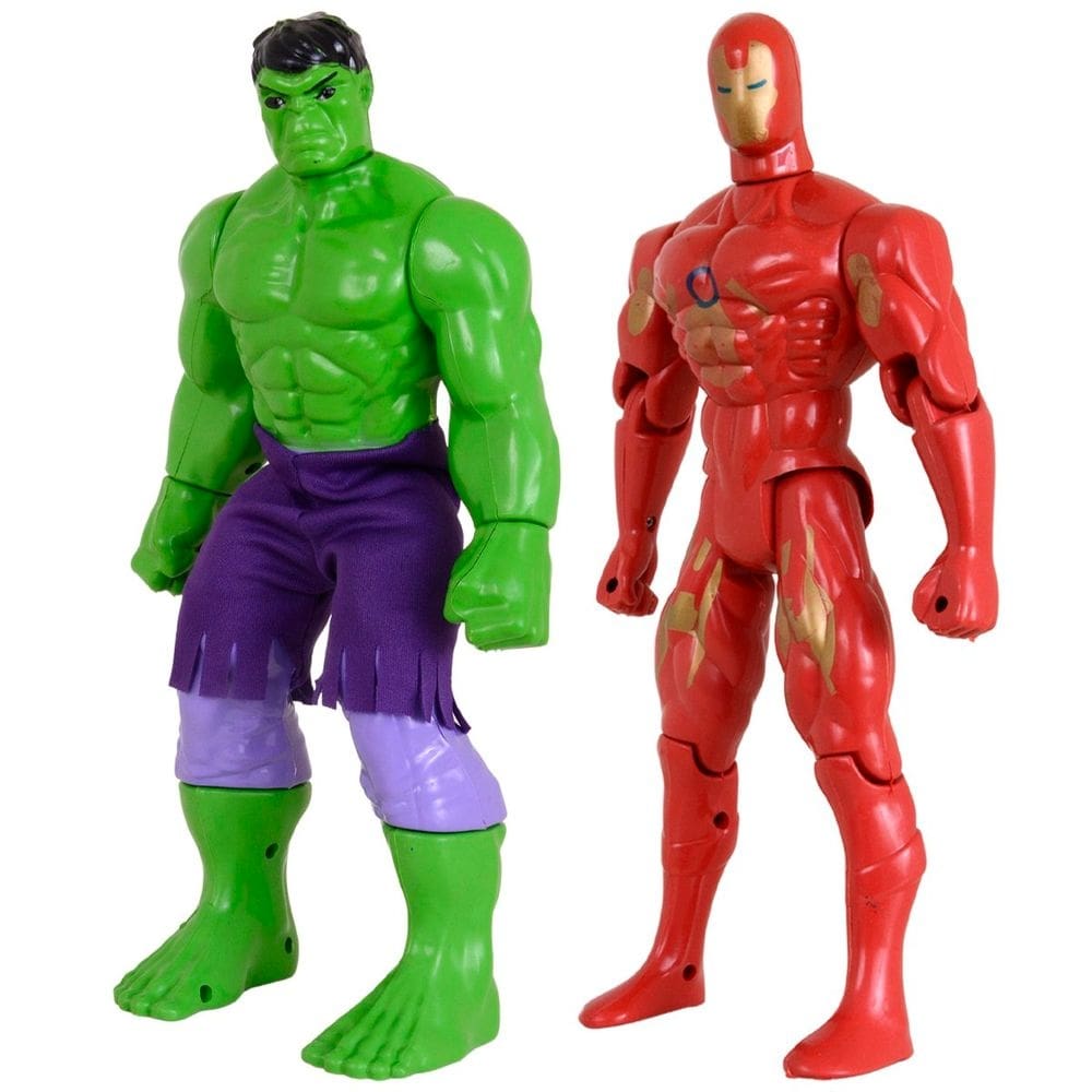 Kit Dupla Heróis Articuláveis Homem De Ferro Incrível Hulk