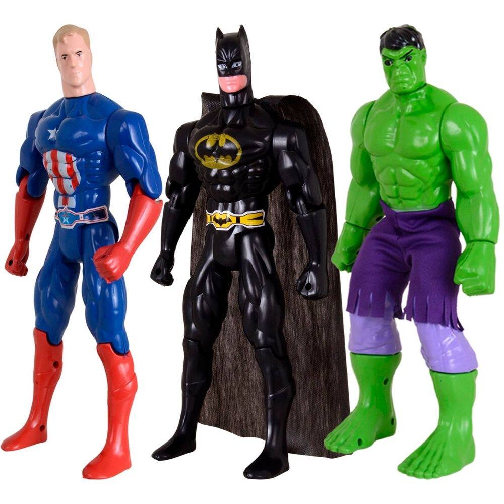 Kit Trio Heróis Incrível Hulk Capitão America Batmam Traje