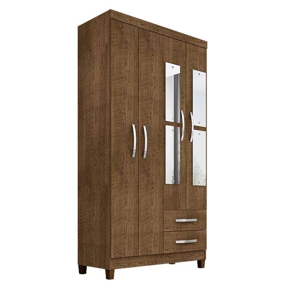 Guarda Roupa Solteiro Modena com Espelho 4 Portas Malbec - Incorplac