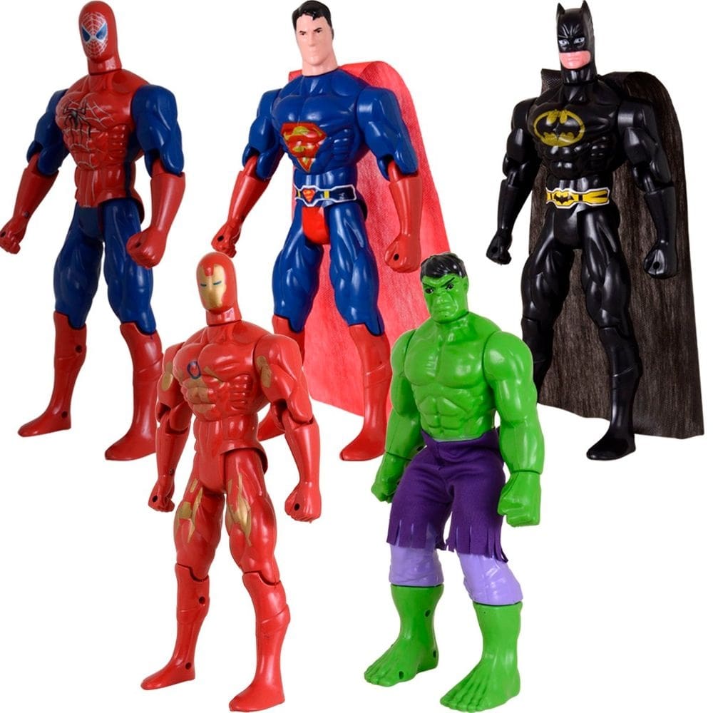 Quinteto Brinquedos Heróis 29cm Vingadores E Liga Da Justiça