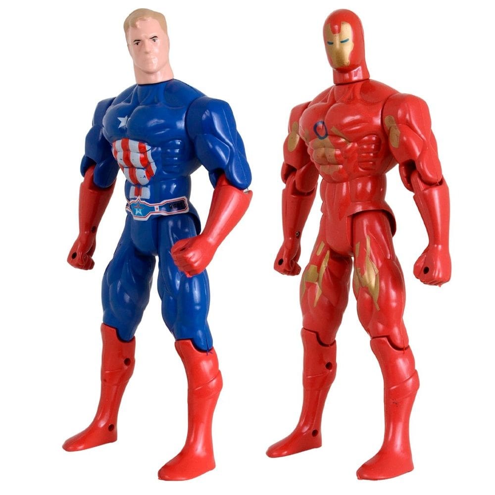 Kit Dupla De Heróis Articuláveis Homem Ferro Capitão América