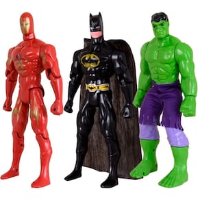 Kit Trio Heróis Incrível Hulk Batmam Homem De Ferro 29cm