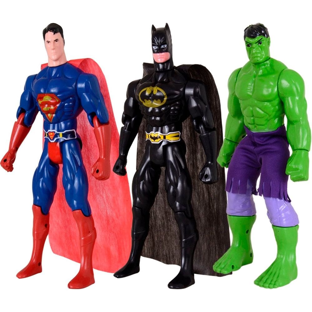 Kit Trio Heróis Incrível Incrível Hulk Batmam Super Homem
