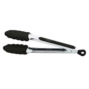 Pegador em silicone e aço inox preto 34 cm d6111-pt