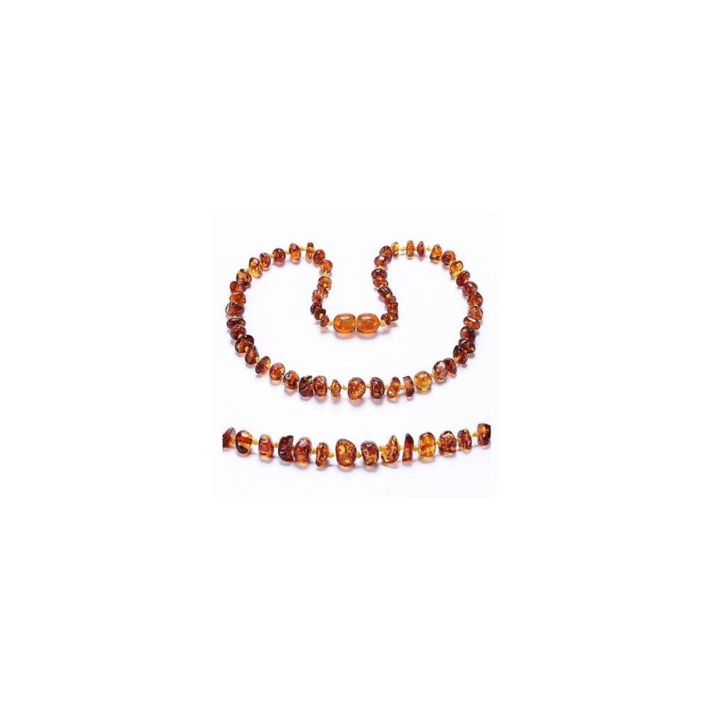 Pulseira de âmbar báltico para bebê de 14 cm - âmbar 100% autêntico