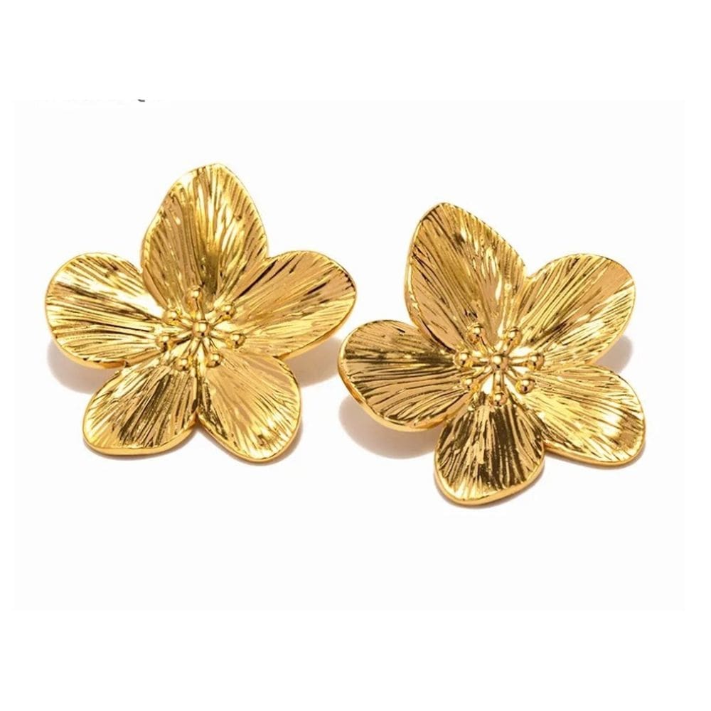 Brincos de aço inoxidável Jacinta Metallic Gold Hoops 3cm