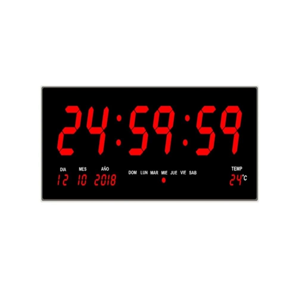 Relógio de parede LED digital grande 82381 com calendário e temperatura