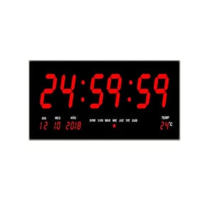 Relógio de parede LED digital grande 82381 com calendário e temperatura