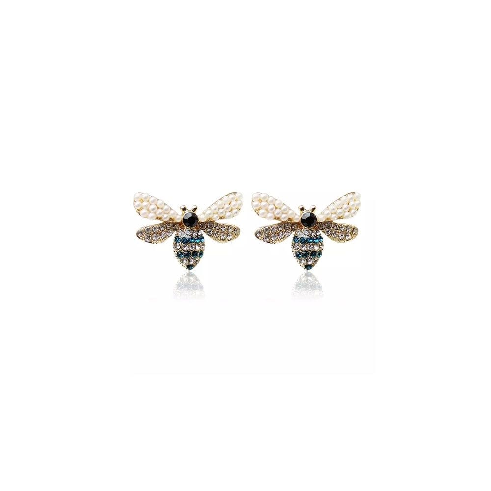 Brincos Pearl Hoops Bees N°2 com zircônia Bijoux 2cm x 2,5