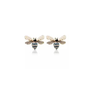 Brincos Pearl Hoops Bees N°2 com zircônia Bijoux 2cm x 2,5