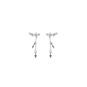 Brincos Cherry Blossom Hoops 925 Silver Pink Flowers